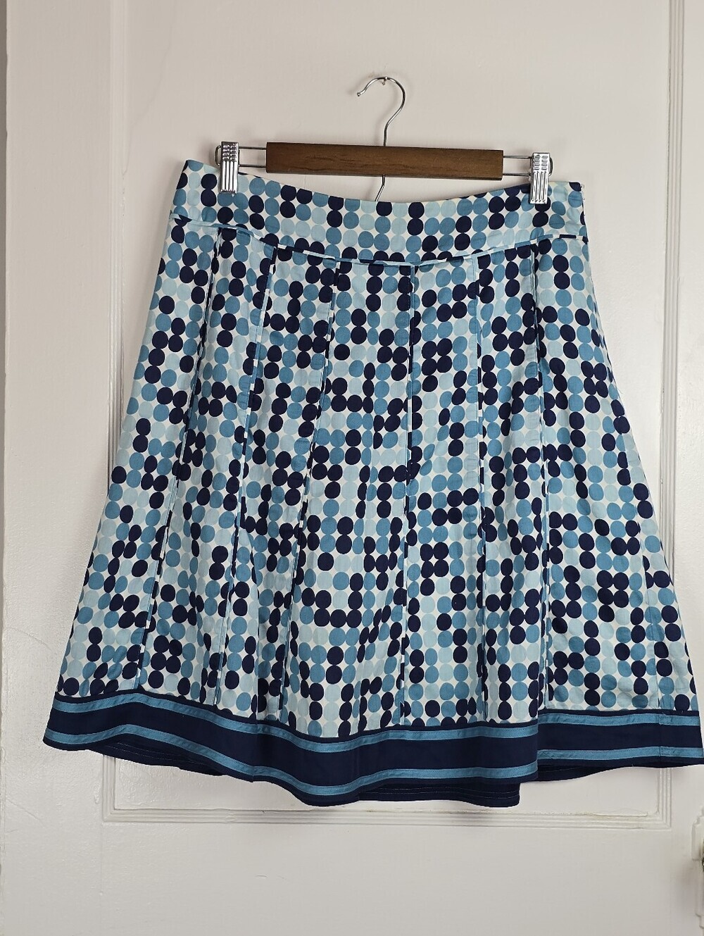 Ann Taylor Blue Polka Dot Circle Skirt 8